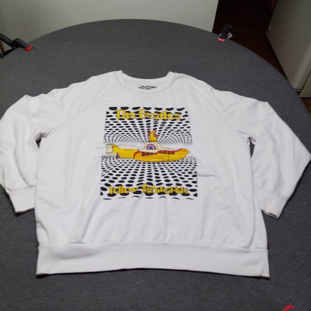 Beatles Yellow Submarine Sweatshirt 2XL White Fleece Graphic